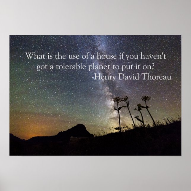 Henry Thoreau Quote With Night Sky And Cosmos Poster (Front)