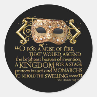 Henry V Quote (Gold Version) Classic Round Sticker
