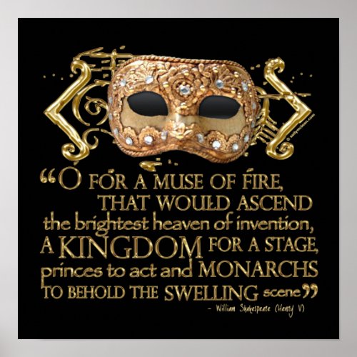 Henry V Quote Gold Version Poster