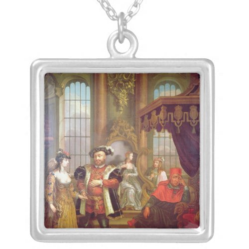 Henry VIII  introducing Anne Boleyn at court Silver Plated Necklace
