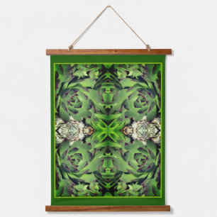 Hens And Chicks Garden Succulent Close Up Abstract Hanging Tapestry