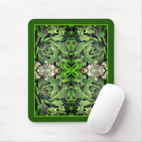 Hens And Chicks Garden Succulent Close Up Abstract Mouse Pad