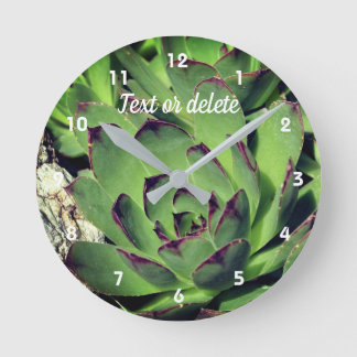 Hens And Chicks Garden Succulents Personalized Round Clock