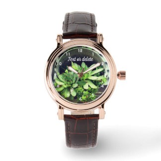 Hens And Chicks Succulents In Bucket Personalized Watch