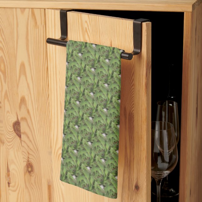 Hens And Chicks Succulents Nature Pattern      Kitchen Towel (Thirds Fold)