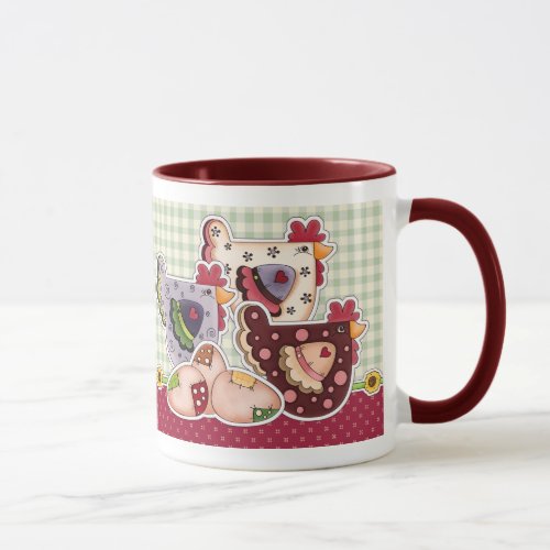 Hens and Rooster Country Rustic Design Gift  Mug