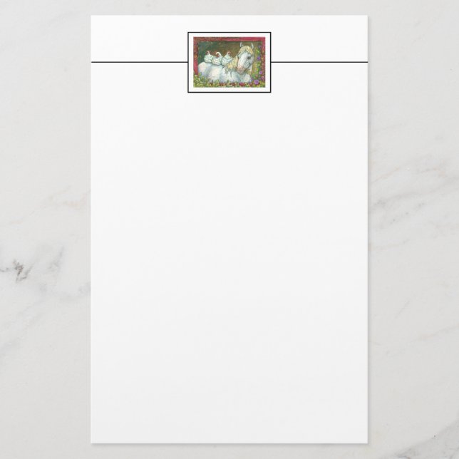 HENS IN THE STABLE, HORSE & CHICKENS STATIONERY (Front)