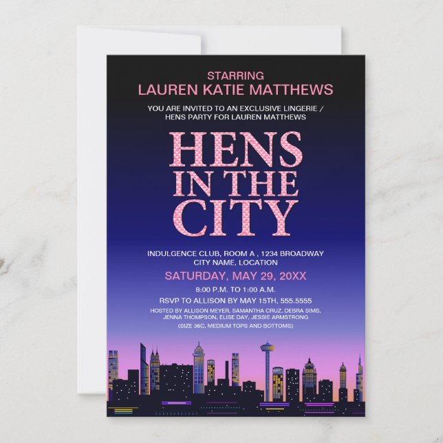 Hens' / Lingerie Movie Poster Party Invitation (Front)