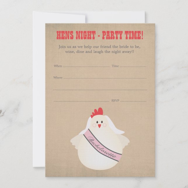 Hens Night Bachelorette Party Fill In Invite (Front)