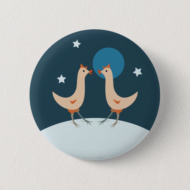 Hens Night Party Funny Chicken Moon Button (Front)