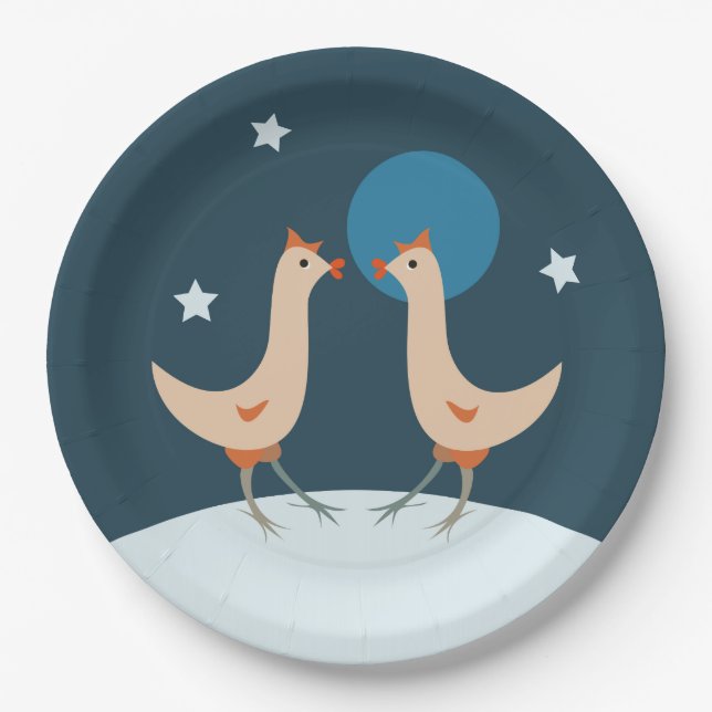 Hens Night Party Funny Chicken Moon Paper Plates (Front)