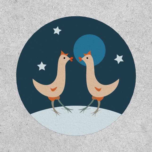 Hens Night Party Funny Chicken Moon Patch (Front)