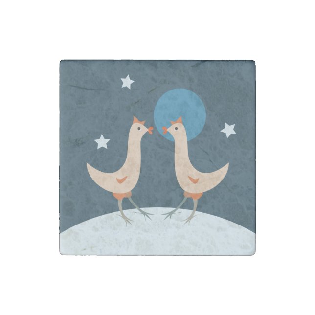 Hens Night Party Funny Chicken Moon Stone Magnet (Front)