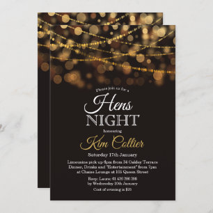 Hens Night Party Glitter Lights Invitation