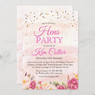 Hens Party Floral Watercolor Invitation