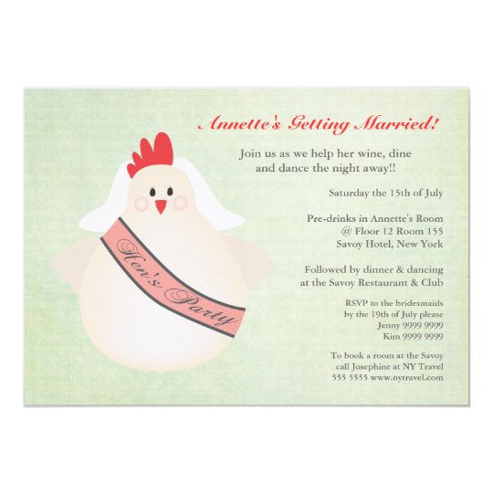 Hen's Party Funny Chicken Illustrated Invite