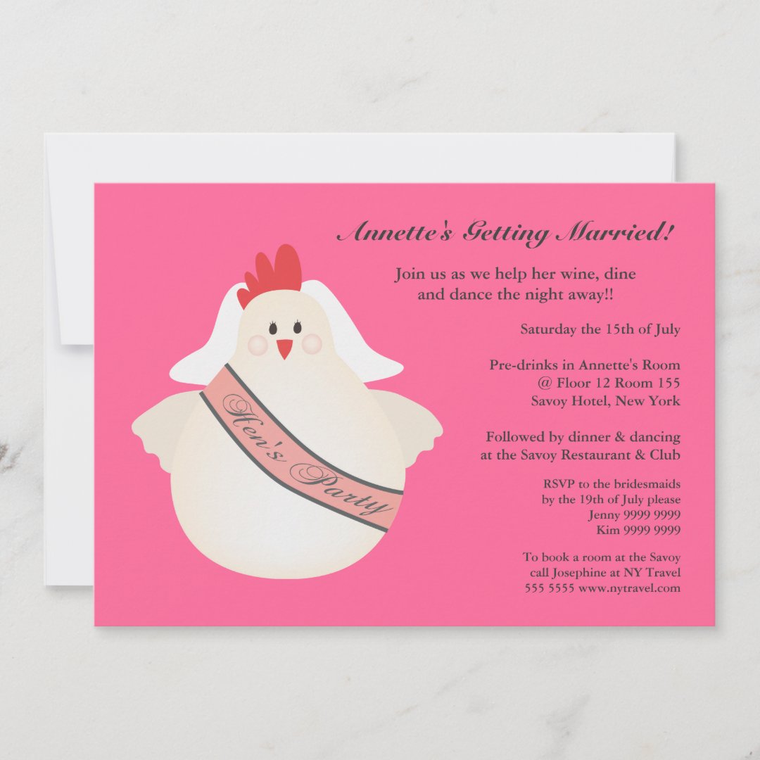 Hen's Party Funny Chicken Illustrated Invite Zazzle