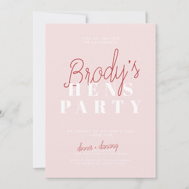 Hens Party Invitation - Brody (Front)