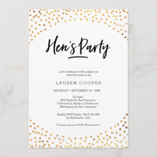 Hen's Party Invitation Gold spots