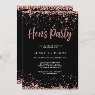 Hen's Party rose gold glitter Invitation