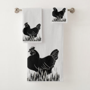 Hens~Silhouette Bath Towel Set