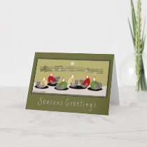 Hens singing egg notes holiday theme card