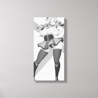 Hentai Girl Posing Black and White Canvas Print