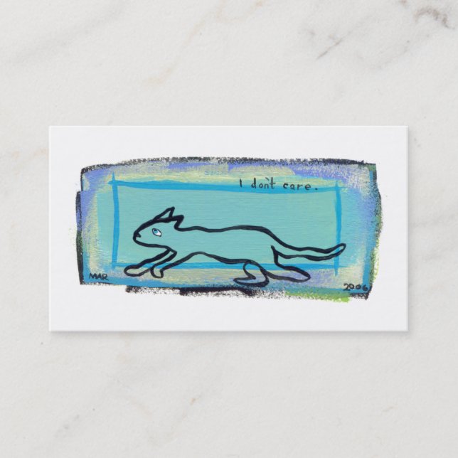 Hep cat cool modern hipster fun art - I Don't Care Business Card (Front)