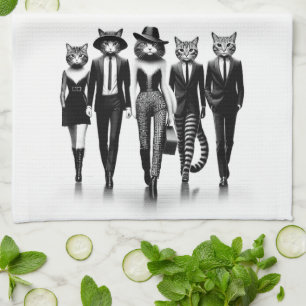 Hep Cat Runway Models Walking the Catwalk Kitchen Towel