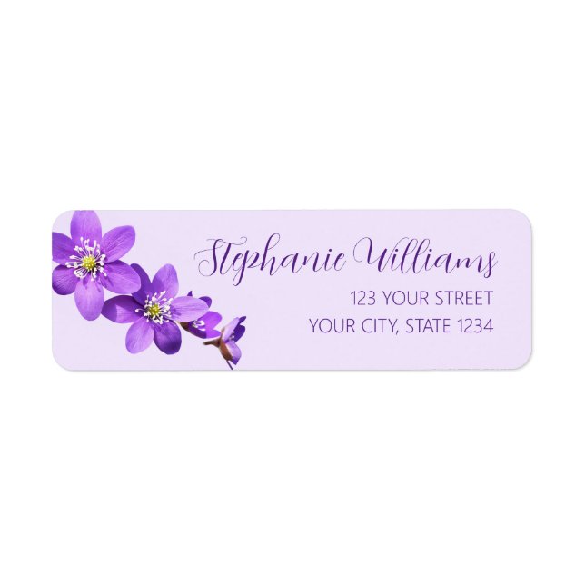 Hepatica Flowers Light Purple Return Address Label (Front)
