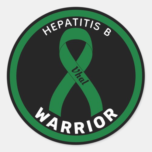 Hepatitis B Warrior Ribbon Black Round Sticker