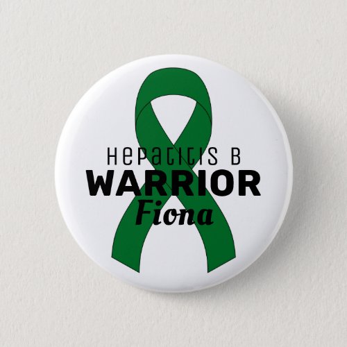 Hepatitis B Warrior Ribbon White Button