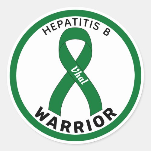 Hepatitis B Warrior Ribbon White Round Sticker