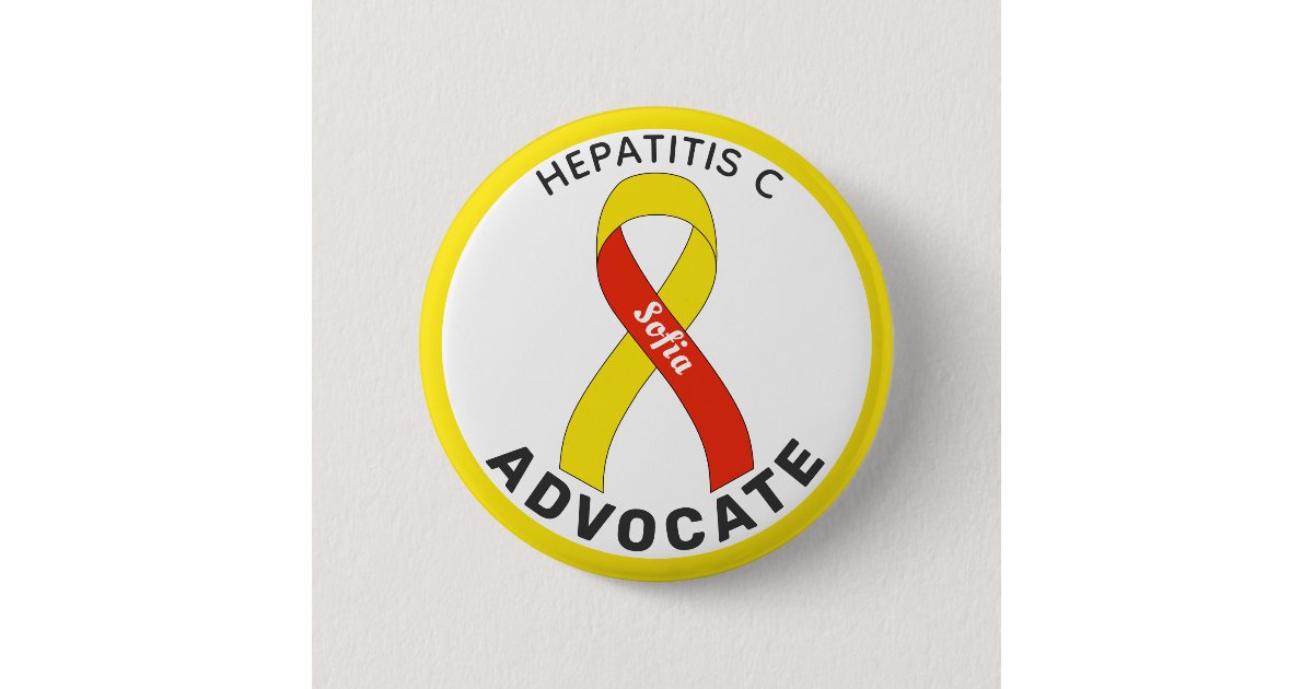 Hepatitis C Advocate Ribbon White Button | Zazzle