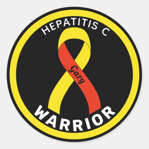 Hepatitis C Warrior Ribbon Black Round Sticker