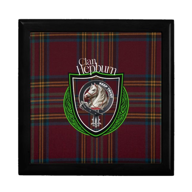 Hepburn Scottish Clan Tartan & Crest Gift Box (Front)