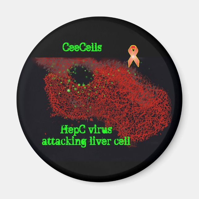 HepC virus attacking liver cell Magnet (Front)