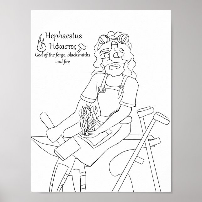 Hephaestus Coloring Page Print  (Front)