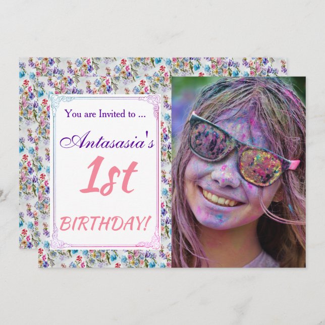 HER 1ST BIRTHDAY INVITE (Front/Back)