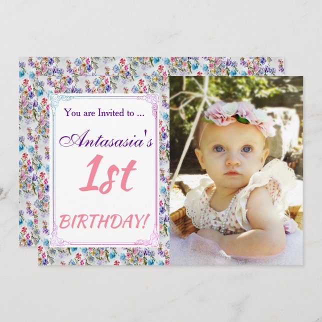 HER 1ST BIRTHDAY INVITE (Front/Back)