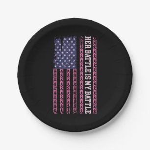 her battle is my battle, design for breast cancer paper plates