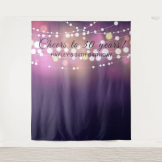 Her Birthday Photo Backdrop String Lights Purple