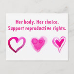 Her Body. Her Choice. Support Reproductive Rights. Postcard at Zazzle