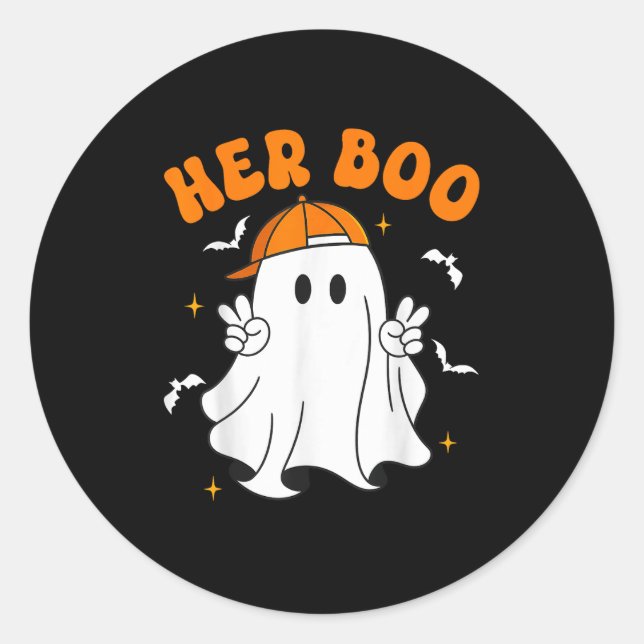 Her Boo &amp; His Boo Funny Matching Halloween Cou Classic Round Sticker (Front)