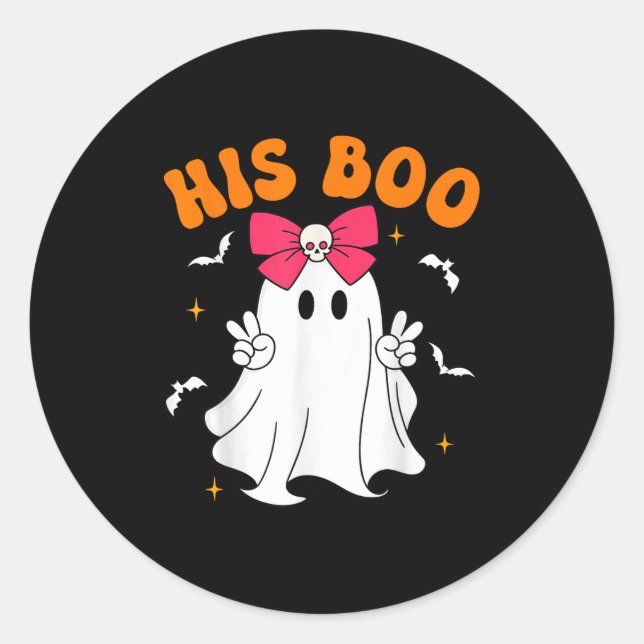Her Boo &amp; His Boo Funny Matching Halloween Cou Classic Round Sticker (Front)