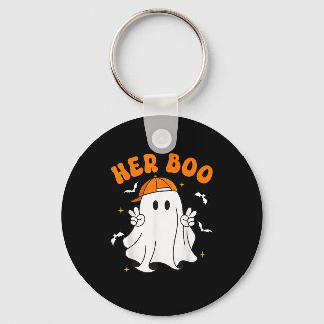 Her Boo &amp; His Boo Funny Matching Halloween Cou Keychain (Front)