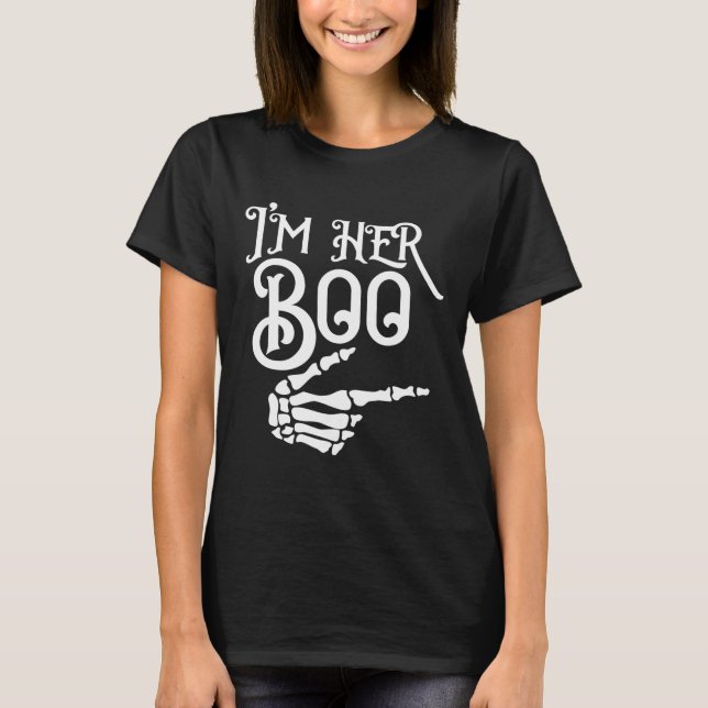 Her Boo Im His Ghoul Spooky Ghost Halloween Couple T-Shirt (Front)