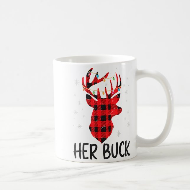 Her Buck Deer Hunting Christmas Husband Gift Coupl Coffee Mug (Right)