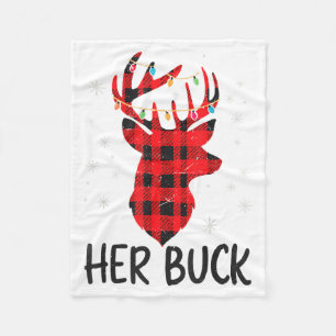 Her Buck Deer Hunting Christmas Husband Gift Coupl Fleece Blanket