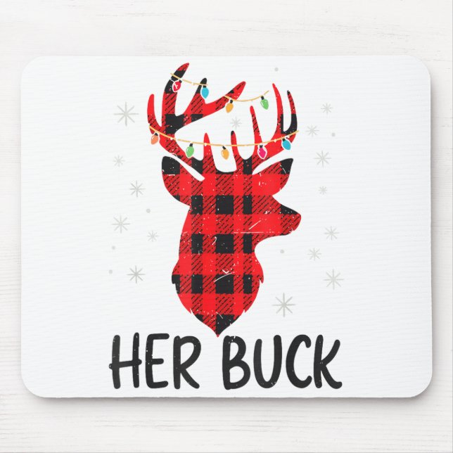 Her Buck Deer Hunting Christmas Husband Gift Coupl Mouse Pad (Front)